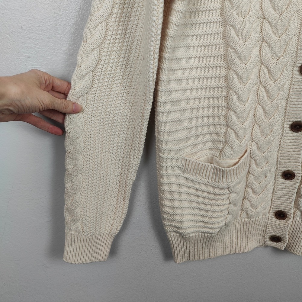 Vintage Gap Cable Knit Cardigan Sweater Womens Small Cream Cotton Wool Preppy - Picture 3 of 8